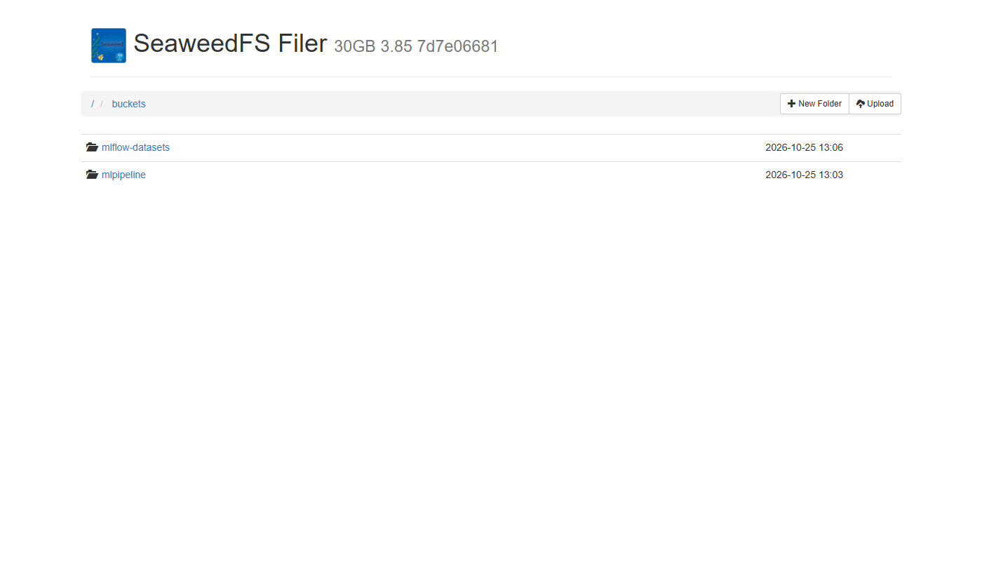mlflow-datasets 버킷을 만든 화면.