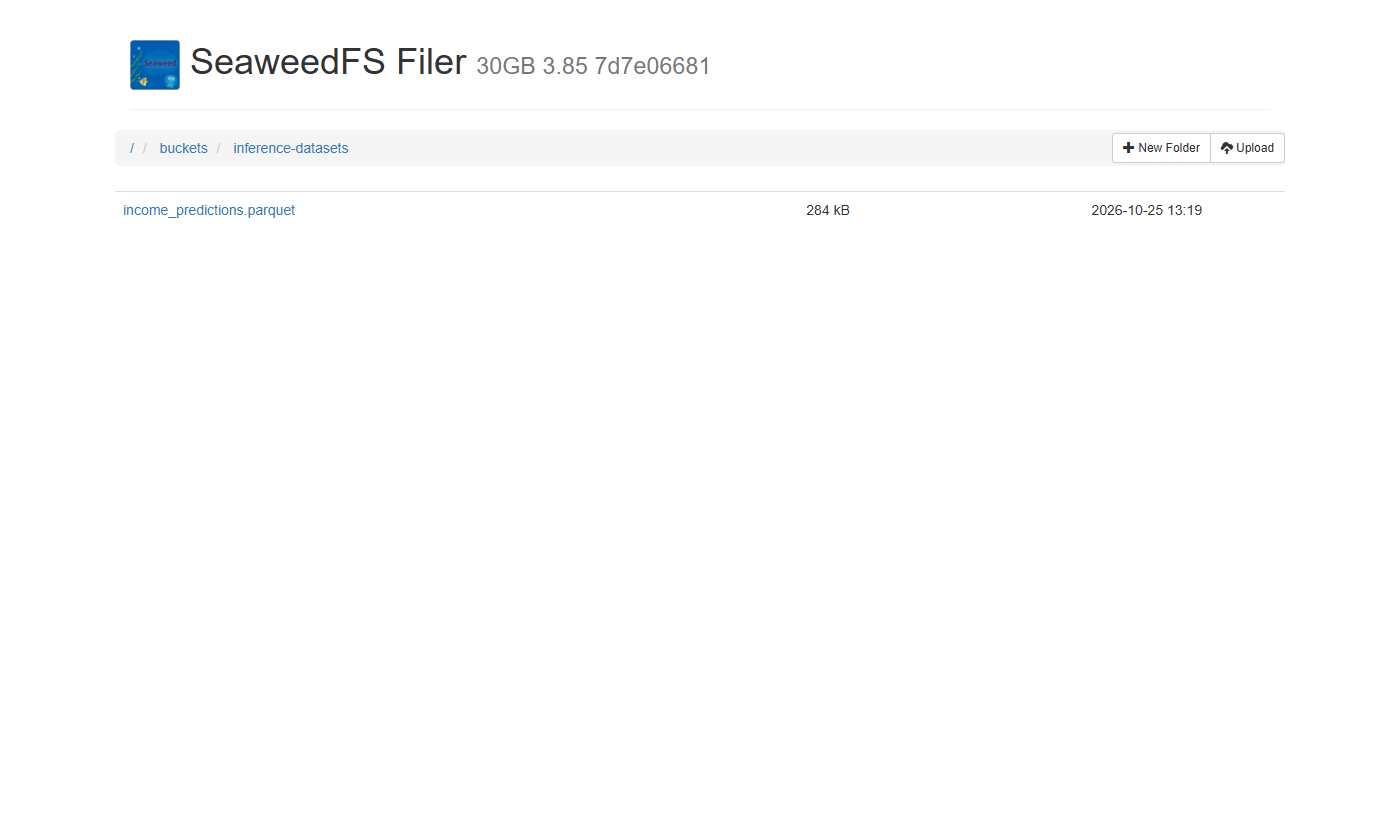 업무용 버킷에 저장된 최종 예측 파일.